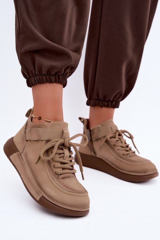 bottes chelsea isolées en cuir naturel Lee Cooper LCJ-26-19-4603 couleur chaki
