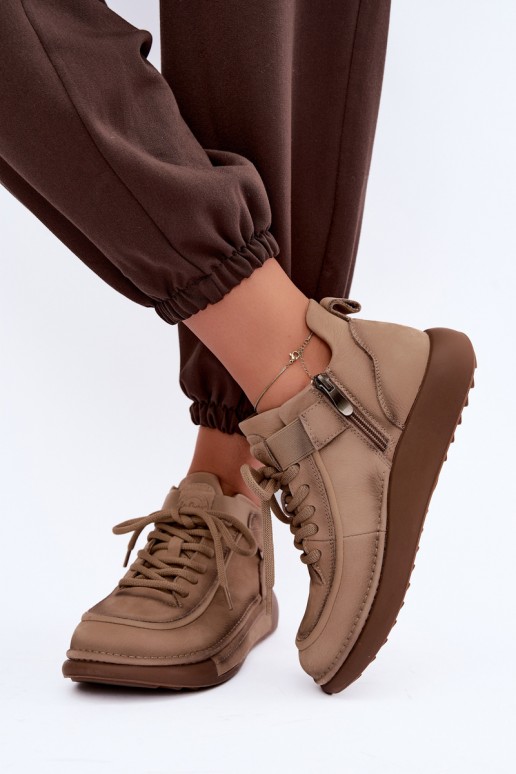 bottes chelsea isolées en cuir naturel Lee Cooper LCJ-26-19-4603 couleur chaki