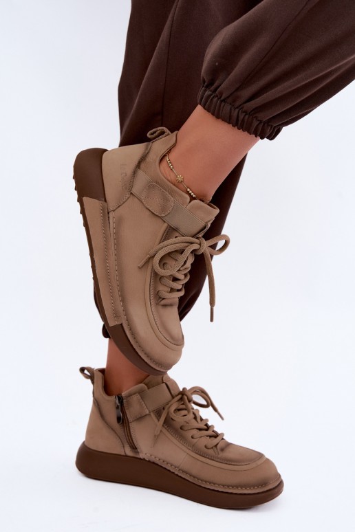 bottes chelsea isolées en cuir naturel Lee Cooper LCJ-26-19-4603 couleur chaki