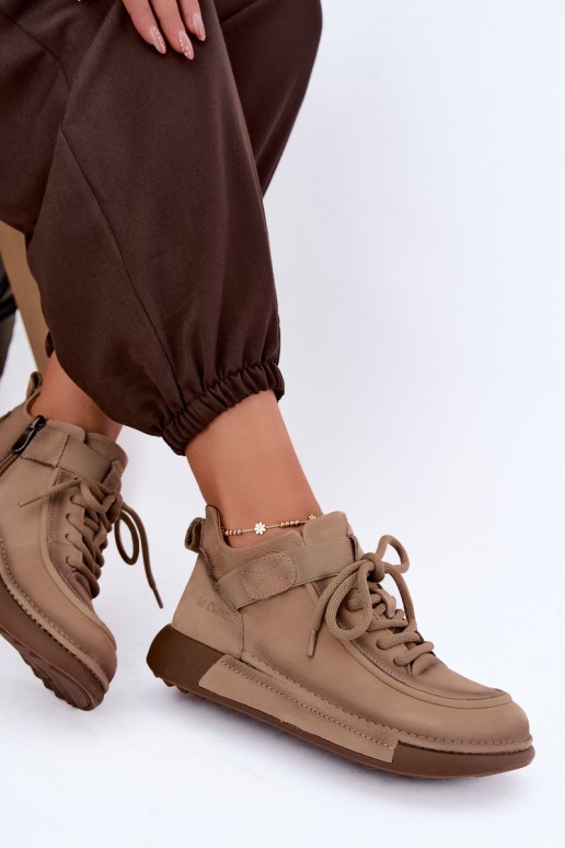 bottes chelsea isolées en cuir naturel Lee Cooper LCJ-26-19-4603 couleur chaki