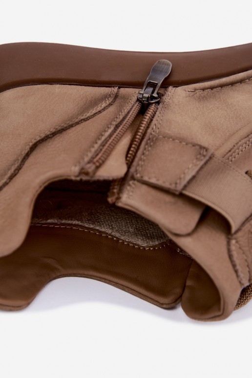 bottes chelsea isolées en cuir naturel Lee Cooper LCJ-26-19-4603 couleur chaki