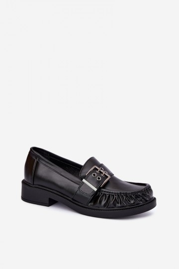 Mocassins pour femmes avec volants et boucles en noir Daliare