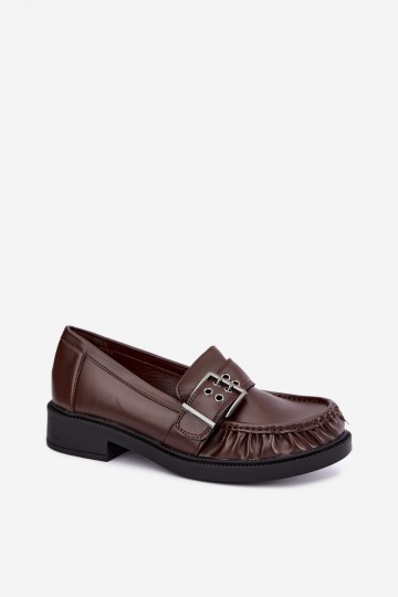 Mocassins pour femmes avec volants et boucles en chocolat Daliare