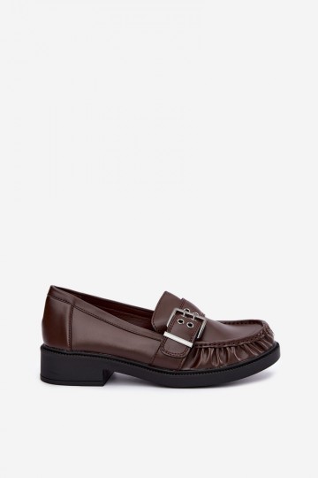 Mocassins pour femmes avec volants et boucles en chocolat Daliare 2