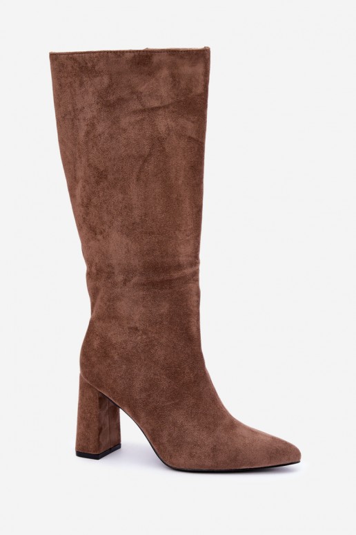 bottes hautes isolées avec talons en couleur sable Evelle