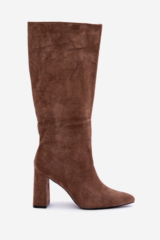 bottes hautes isolées avec talons en couleur sable Evelle