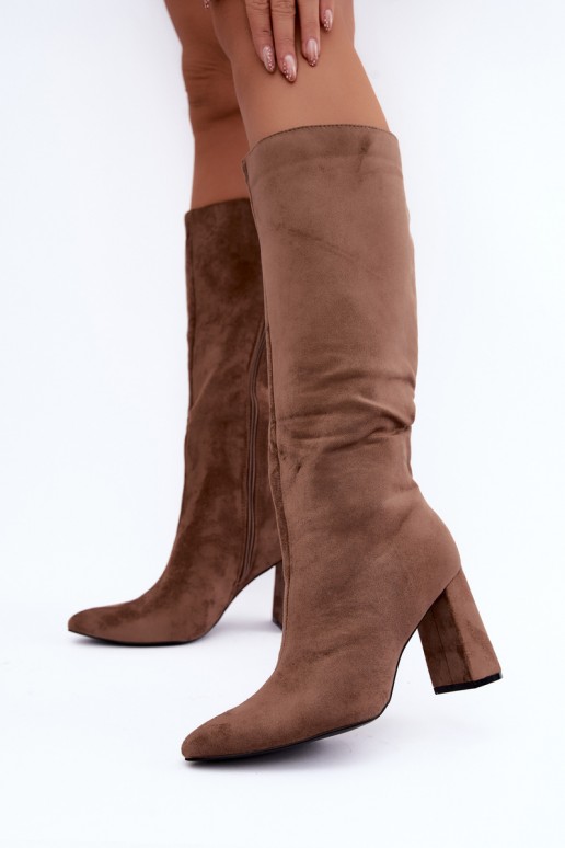 bottes hautes isolées avec talons en couleur sable Evelle