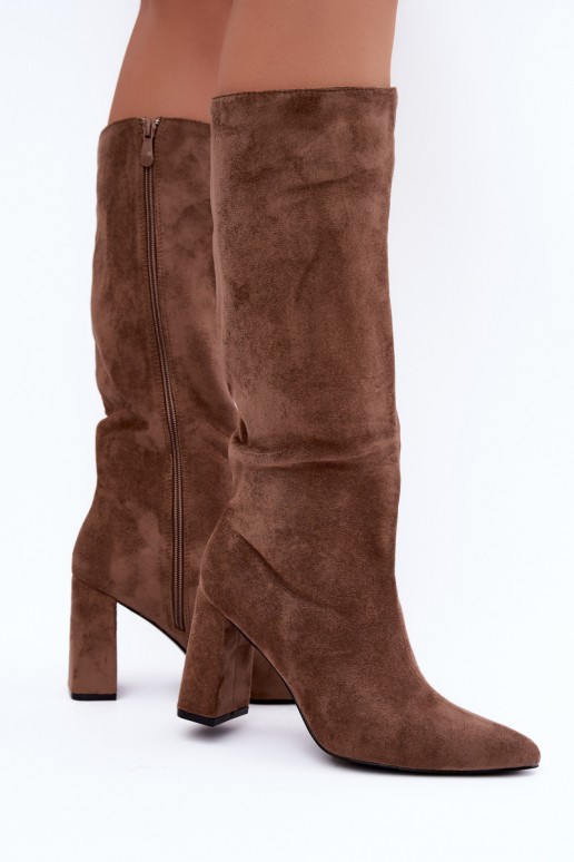 bottes hautes isolées avec talons en couleur sable Evelle