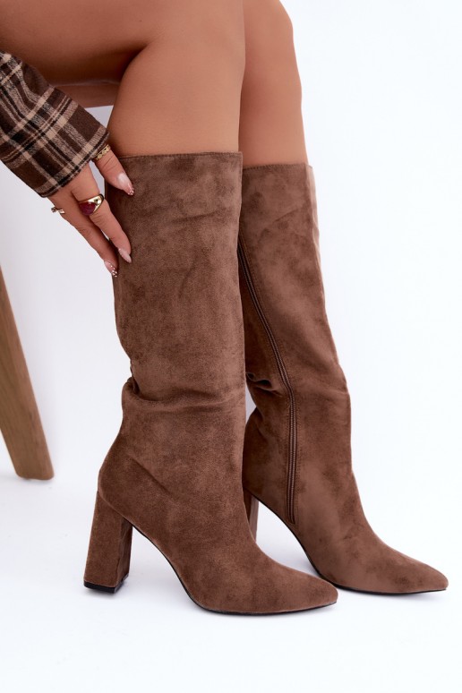 bottes hautes isolées avec talons en couleur sable Evelle