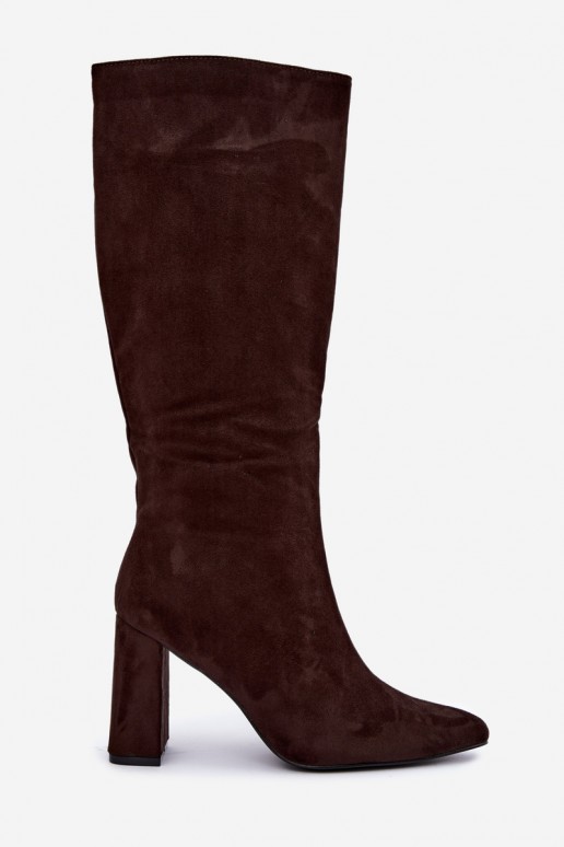 bottes hautes isolées avec talons en couleur chocolat Evelle