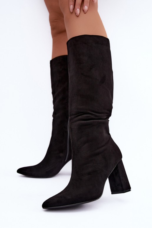 bottes hautes isolées avec talons en couleur noire Evelle