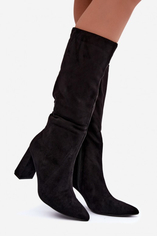 bottes hautes isolées avec talons en couleur noire Evelle