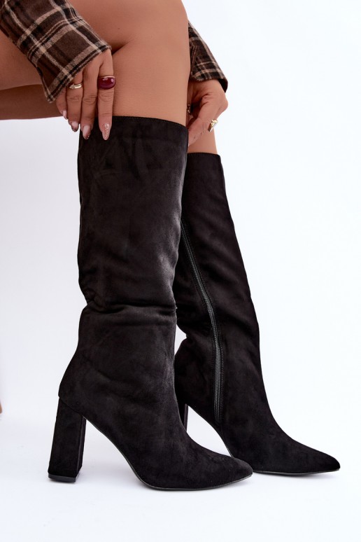 bottes hautes isolées avec talons en couleur noire Evelle