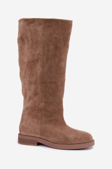 Bottes hautes avec talons larges en sable Jasmire