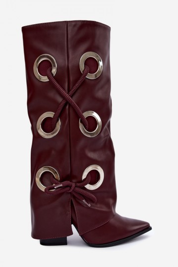 bottes hautes avec tige lacée et lacets décoratifs en couleur bordeaux Pamina 2