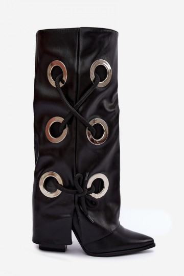 bottes hautes avec tige lacée et lacets décoratifs en couleur noire Pamina 2