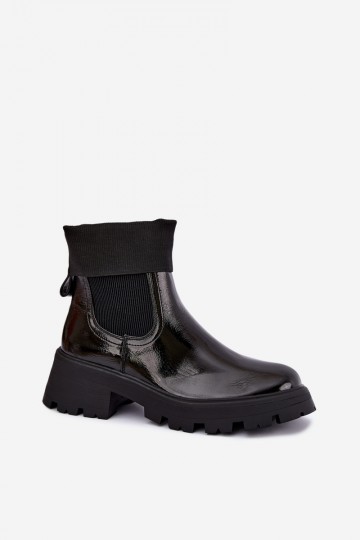 bottines élégantes avec effet verni en couleur noire Sevella