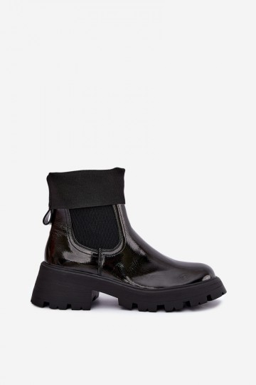 bottines élégantes avec effet verni en couleur noire Sevella 2