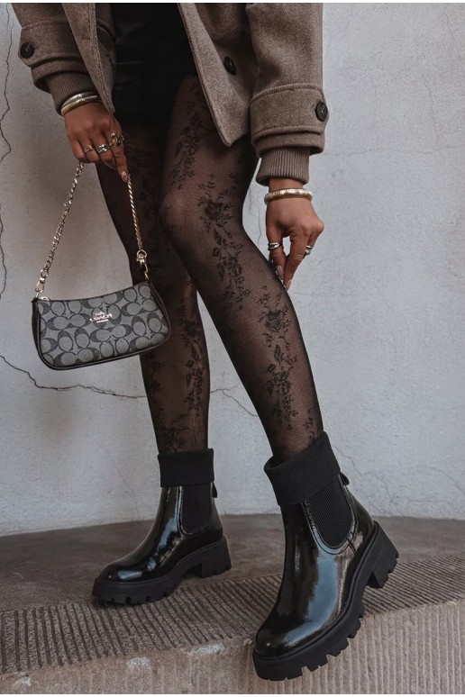 bottines élégantes avec effet verni en couleur noire Sevella