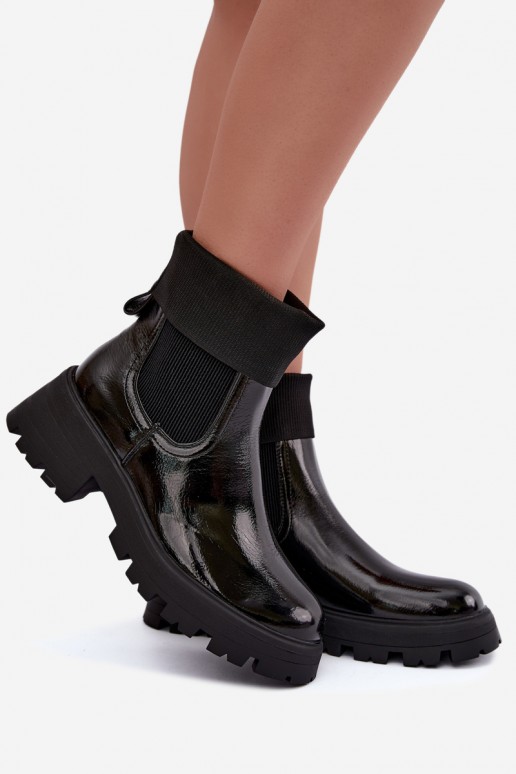 bottines élégantes avec effet verni en couleur noire Sevella