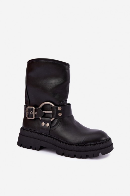 bottines isolées avec plateforme et lanières en couleur noire Arienna