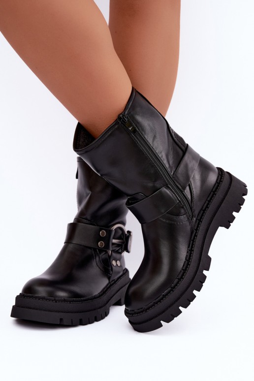 bottines isolées avec plateforme et lanières en couleur noire Arienna