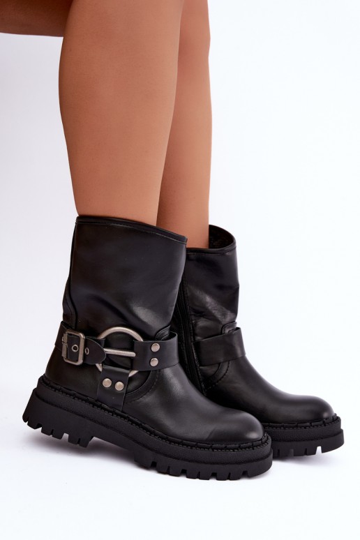 bottines isolées avec plateforme et lanières en couleur noire Arienna
