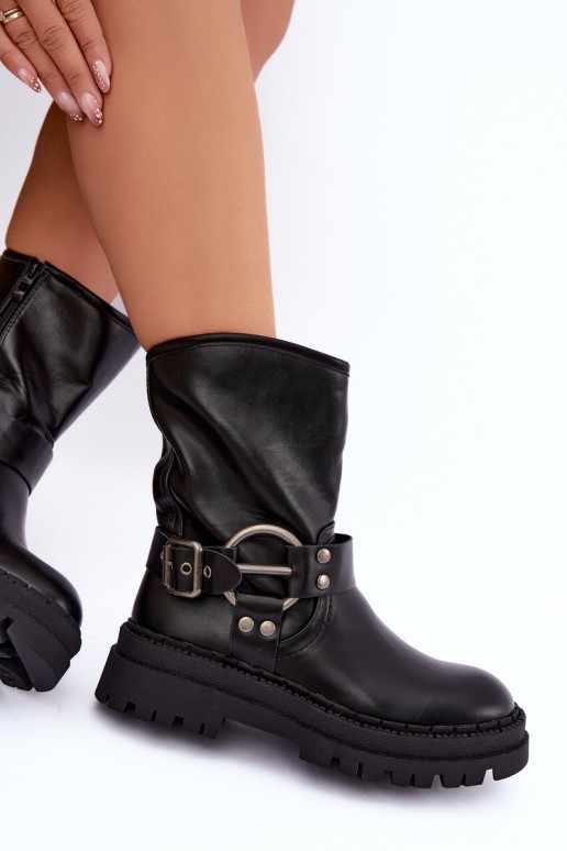 bottines isolées avec plateforme et lanières en couleur noire Arienna