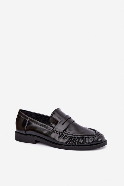 mocassins vernis avec volants en couleur noire Hellenne