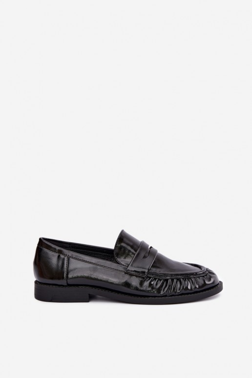 mocassins vernis avec volants en couleur noire Hellenne