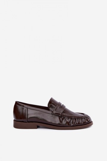 mocassins vernis avec volants en couleur chocolat Hellenne 2
