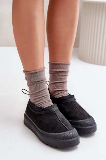Bottes de neige noires pour femmes avec plateforme et tige basse Izamine
