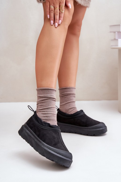 Bottes de neige noires pour femmes avec plateforme et tige basse Izamine