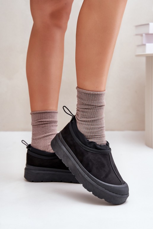 Bottes de neige noires pour femmes avec plateforme et tige basse Izamine