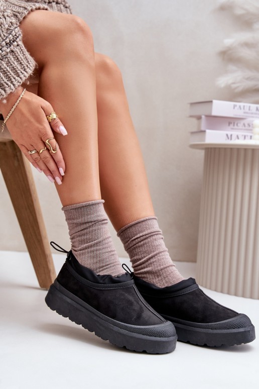 Bottes de neige noires pour femmes avec plateforme et tige basse Izamine