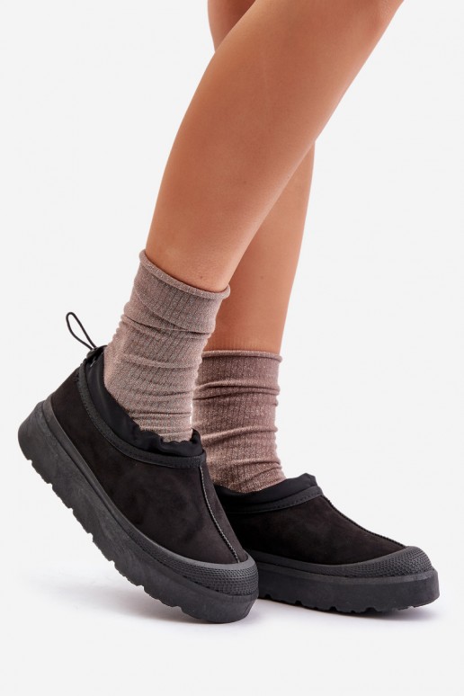 Bottes de neige noires pour femmes avec plateforme et tige basse Izamine