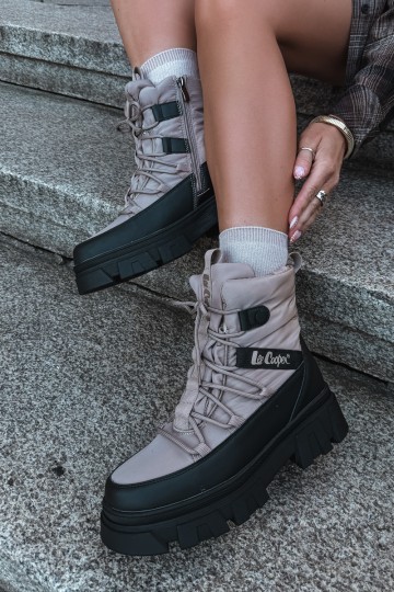 Bottes de neige beiges pour femmes Lee Cooper LCJ-24-47-3143