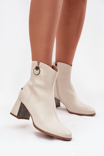 Bottines isolées en cuir naturel avec talons couleur sable 2
