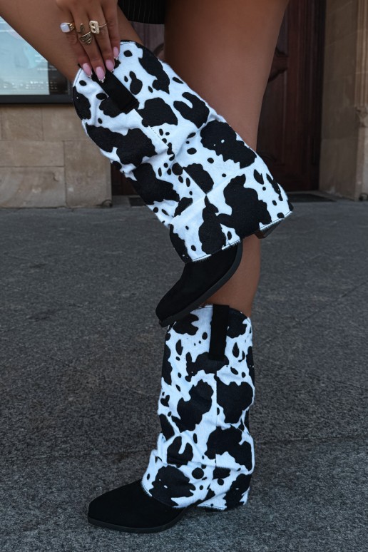 Bottines style cowboy avec tige incurvée et talons couleur noire Havie