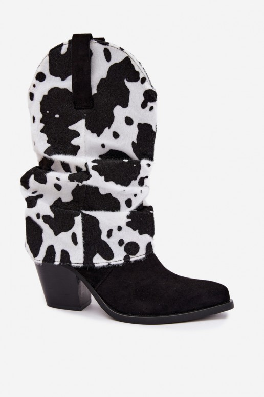 Bottines style cowboy avec tige incurvée et talons couleur noire Havie
