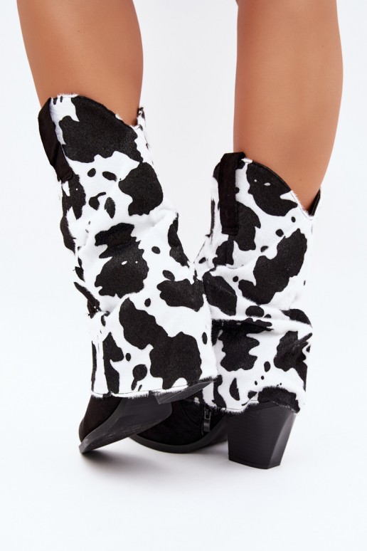 Bottines style cowboy avec tige incurvée et talons couleur noire Havie
