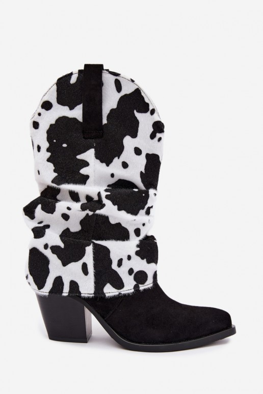 Bottines style cowboy avec tige incurvée et talons couleur noire Havie