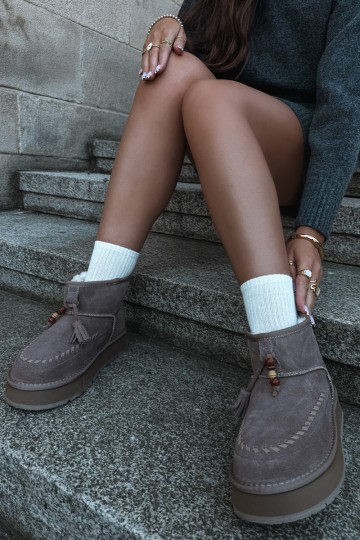Bottes de neige en simili daim couleur sable Big Star UU274679