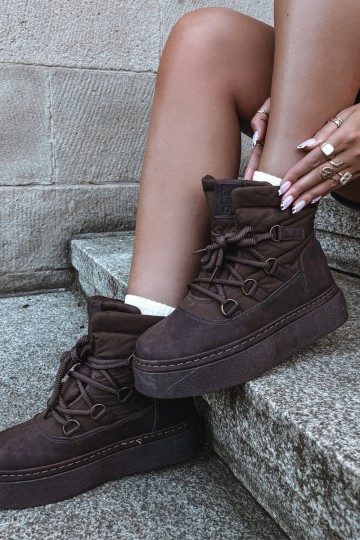 Bottes d'hiver à lacets avec plateforme Big Star UU274191 couleur chocolat 2