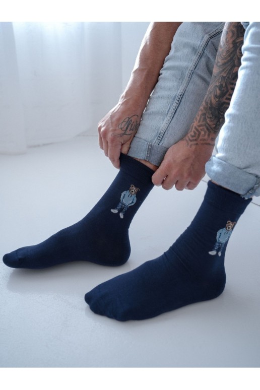Chaussettes bleu marine pour hommes Meškiukai IN Bluzie