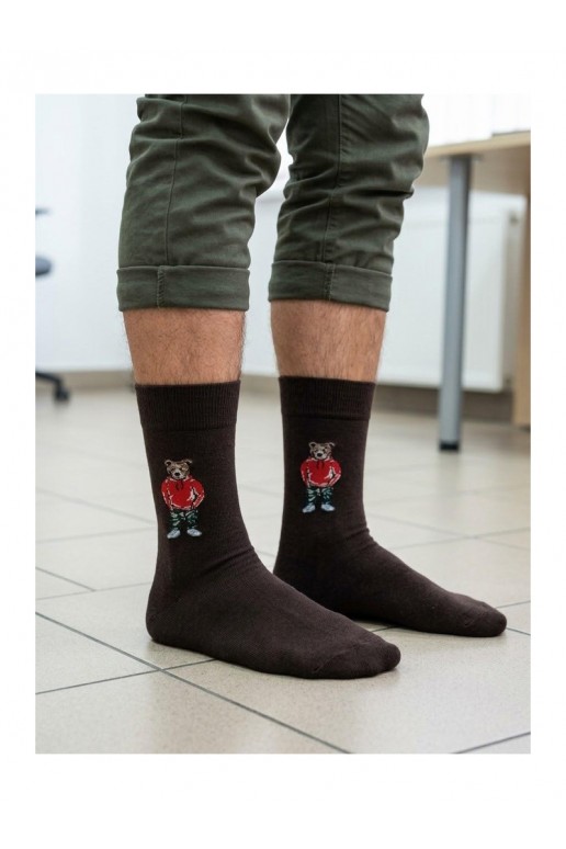 Chaussettes chocolat pour hommes Meškiukai IN Bluzie