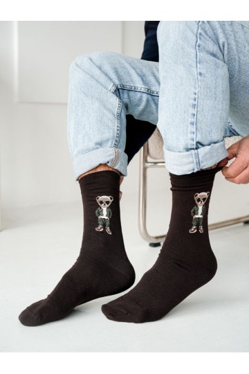 Chaussettes chocolat pour hommes Meškiukai IN Okularach
