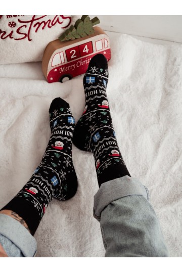Chaussettes pour hommes avec le texte HO! HO! HO! en noir