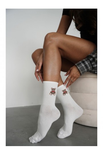 Chaussettes pour femmes avec des ours en peluche et des coquillages en ivoire