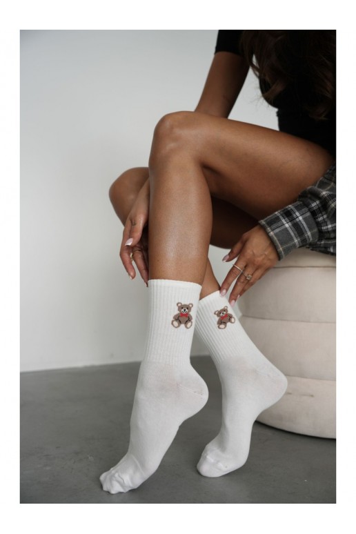 Chaussettes pour femmes avec des ours en peluche et des coquillages en ivoire